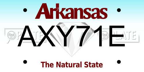AXY71E Arkansas License Plate