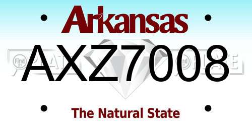 AXZ7008 Arkansas License Plate