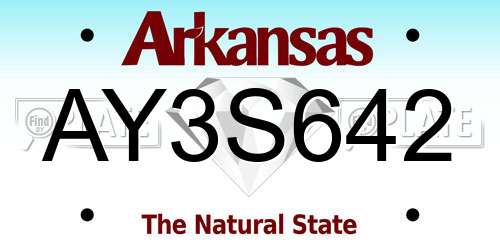 AY3S642 Arkansas License Plate