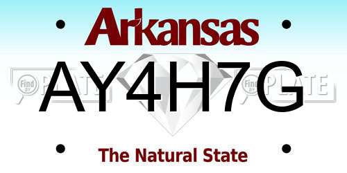 AY4H7G Arkansas License Plate