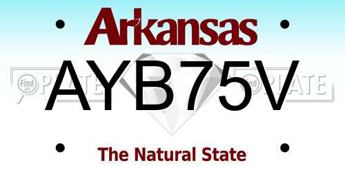 AYB75V Arkansas License Plate