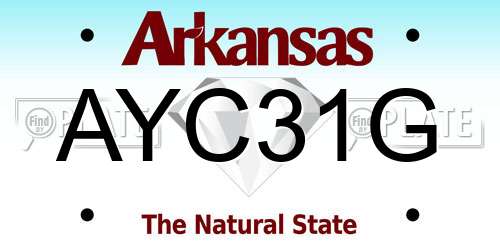 AYC31G Arkansas License Plate