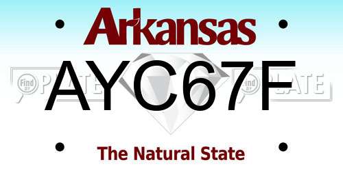 AYC67F Arkansas License Plate