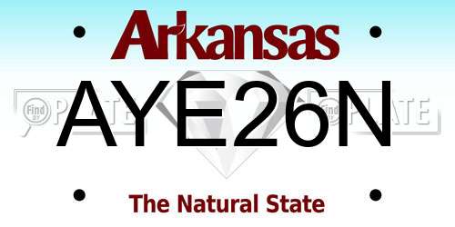 AYE26N Arkansas License Plate