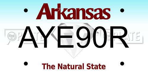 AYE90R Arkansas License Plate