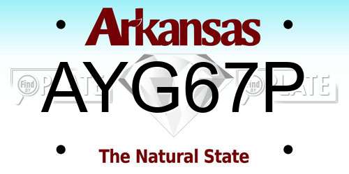 AYG67P Arkansas License Plate