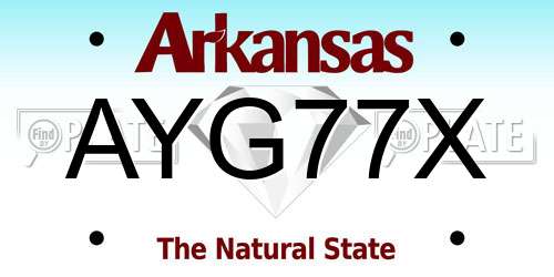 AYG77X Arkansas License Plate