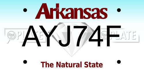 AYJ74F Arkansas License Plate