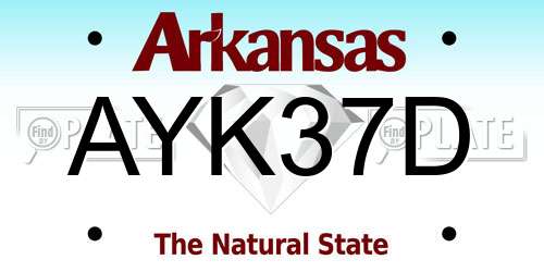AYK37D Arkansas License Plate