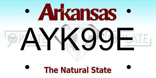 AYK99E Arkansas License Plate