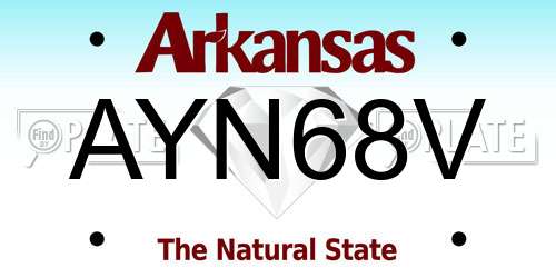 AYN68V Arkansas License Plate