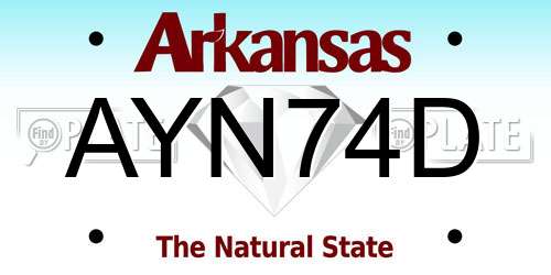 AYN74D Arkansas License Plate