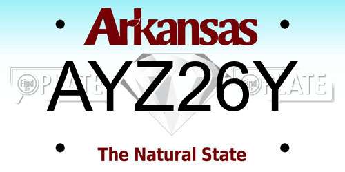 AYZ26Y Arkansas License Plate