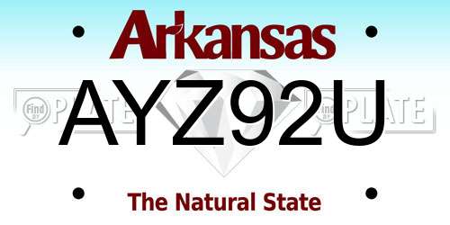 AYZ92U Arkansas License Plate