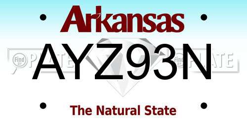 AYZ93N Arkansas License Plate