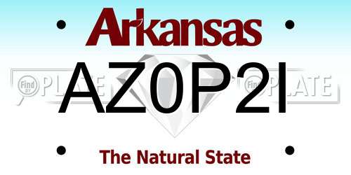 AZ0P2I Arkansas License Plate
