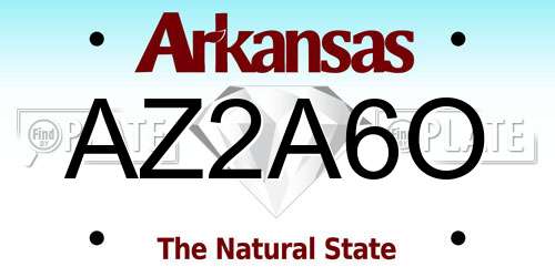 AZ2A6O Arkansas License Plate