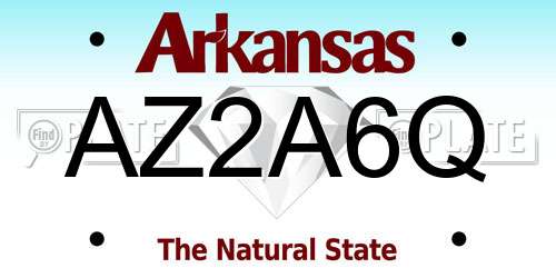 AZ2A6Q Arkansas License Plate