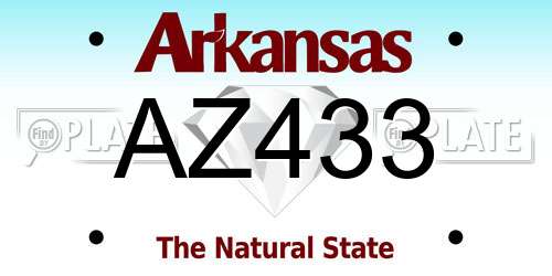 AZ433 Arkansas License Plate