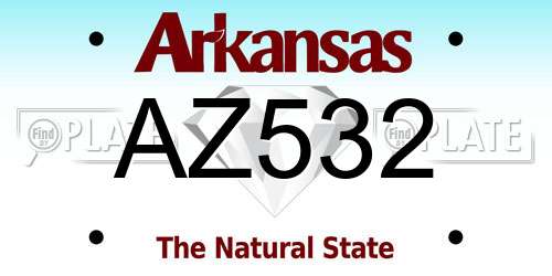 AZ532 Arkansas License Plate