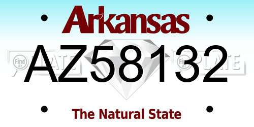 AZ58132 Arkansas License Plate