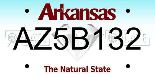 AZ5B132 Arkansas License Plate