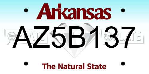 AZ5B137 Arkansas License Plate