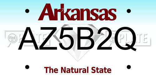 AZ5B2Q Arkansas License Plate
