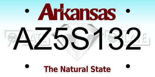 AZ5S132 Arkansas License Plate