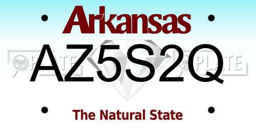 AZ5S2Q Arkansas License Plate