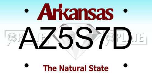 AZ5S7D Arkansas License Plate