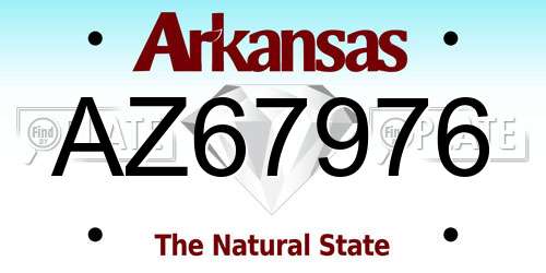 AZ67976 Arkansas License Plate