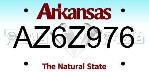 AZ6Z976 Arkansas License Plate