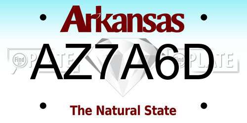 AZ7A6D Arkansas License Plate