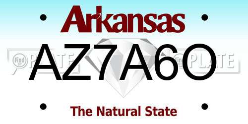 AZ7A6O Arkansas License Plate