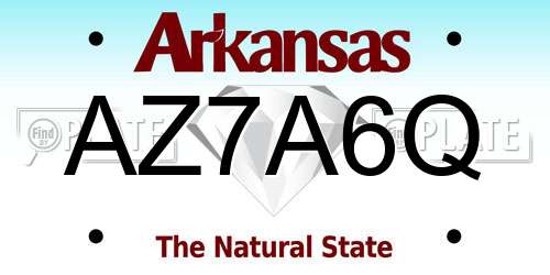 AZ7A6Q Arkansas License Plate