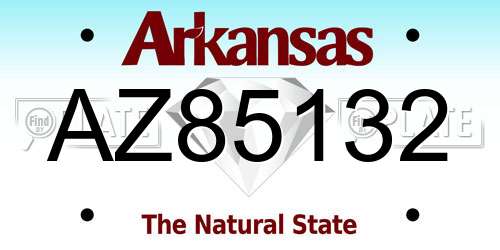 AZ85132 Arkansas License Plate