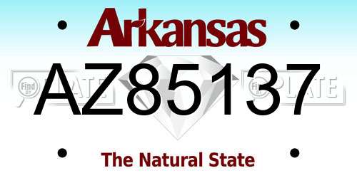 AZ85137 Arkansas License Plate