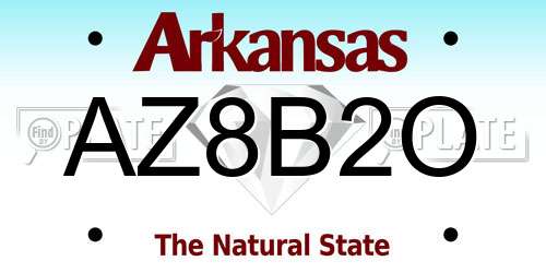AZ8B2O Arkansas License Plate