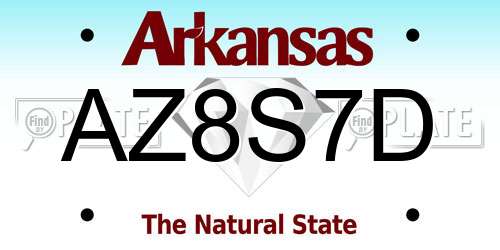 AZ8S7D Arkansas License Plate