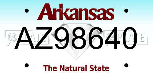 AZ98640 Arkansas License Plate