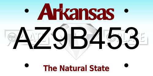 AZ9B453 Arkansas License Plate