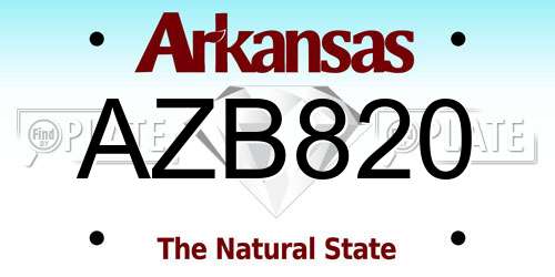 AZB820 Arkansas License Plate
