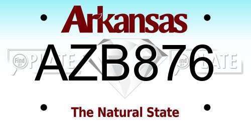 AZB876 Arkansas License Plate