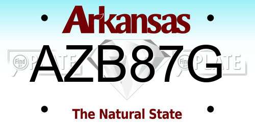 AZB87G Arkansas License Plate