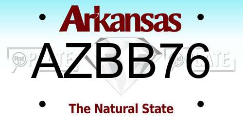 AZBB76 Arkansas License Plate