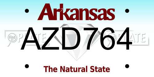 AZD764 Arkansas License Plate