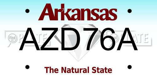 AZD76A Arkansas License Plate