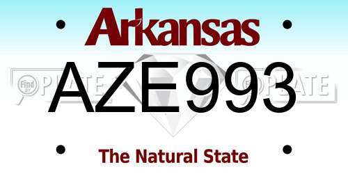 AZE993 Arkansas License Plate