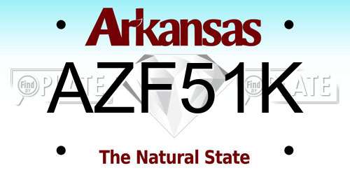 AZF51K Arkansas License Plate